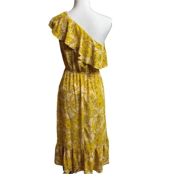 CUPSHE YELLOW FLORAL PRINT ONE  SHOULDER WOMEN SUMMER DRESS SIZE XS BRAND NEW - Picture 11 of 11